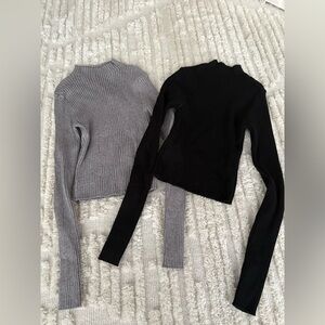 Set of two ribbed long sleeve